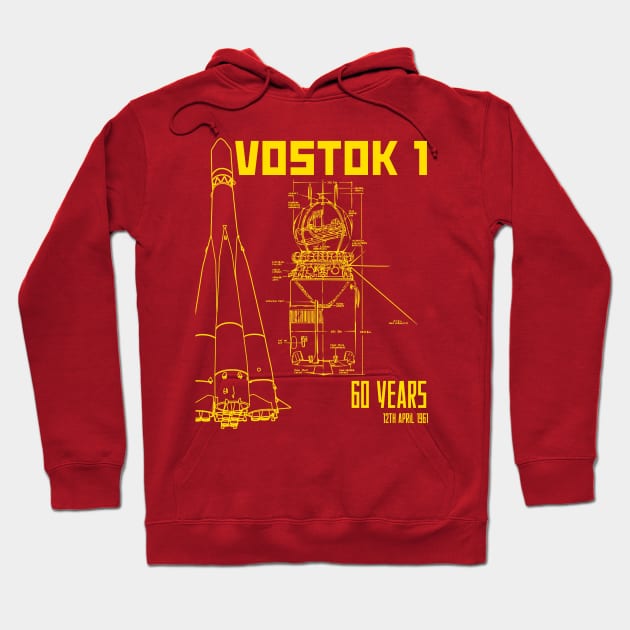 Vostok 1 Blueprint 60th Anniversary Hoodie by ScienceNStuffStudio